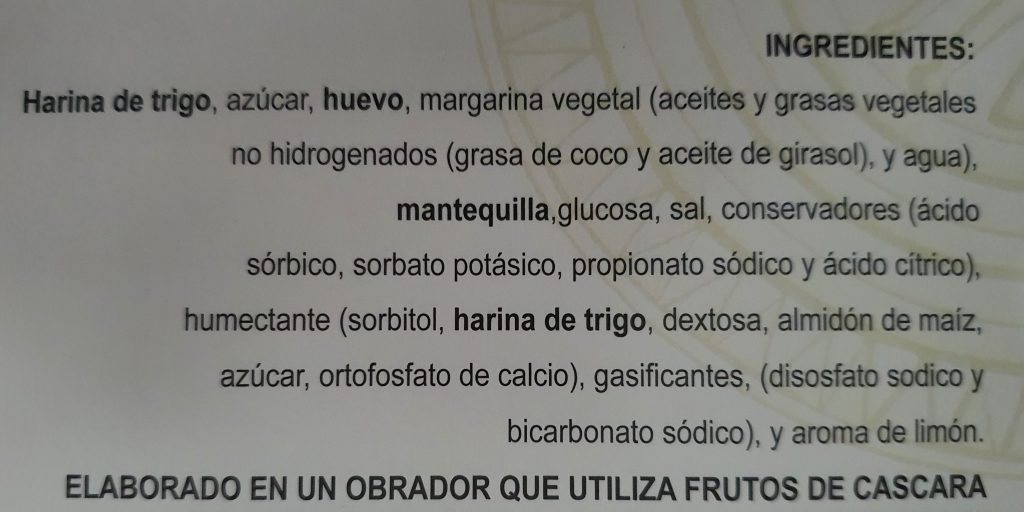 Ingredientes sobaos la Mozuca. Sobaos La mozuca. Pindal Junco. Unquera. corbatas pindal